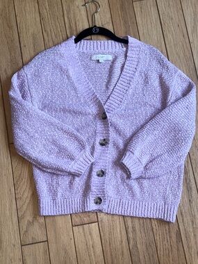 LOFT Lilac V-Neck Button Cardigan Sweater